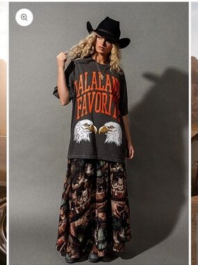 Dressed In Lala Cult of Cats Maxi Skirt in Multi Brown